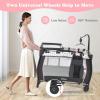 imageINFANS 3 in 1 Pack and Play Portable Travel Baby Crib Bassinet with Detachable Mattress Newborn Changing Table Foldable Playpen with Carry Bag and 2 Wheels CartoonCartoon