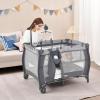 imageINFANS 3 in 1 Pack and Play Portable Travel Baby Crib Bassinet with Detachable Mattress Newborn Changing Table Foldable Playpen with Carry Bag and 2 Wheels CartoonClassic
