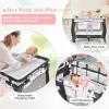 imageINFANS 3 in 1 Pack and Play Portable Travel Baby Crib Bassinet with Detachable Mattress Newborn Changing Table Foldable Playpen with Carry Bag and 2 Wheels CartoonCartoon