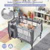 imageINFANS 3 in 1 Pack and Play Portable Travel Baby Crib Bassinet with Detachable Mattress Newborn Changing Table Foldable Playpen with Carry Bag and 2 Wheels CartoonClassic