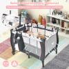 imageINFANS 3 in 1 Pack and Play Portable Travel Baby Crib Bassinet with Detachable Mattress Newborn Changing Table Foldable Playpen with Carry Bag and 2 Wheels CartoonCartoon