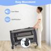 imageINFANS 4 in 1 Pack and Play Portable Nursery Center for Baby Kid Infant Travel Playard with Bassinet Mattress Diaper Changer Bag Toys Music Box Storage Basket CowWhitePinkGray