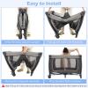 imageINFANS 4 in 1 Pack and Play Portable Nursery Center for Baby Kid Infant Travel Playard with Bassinet Mattress Diaper Changer Bag Toys Music Box Storage Basket CowWhitePinkGray