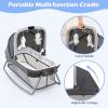 imageINFANS 4 in 1 Pack and Play Portable Nursery Center for Baby Kid Infant Travel Playard with Bassinet Mattress Diaper Changer Bag Toys Music Box Storage Basket CowWhitePinkGray