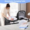 imageINFANS 4 in 1 Pack and Play Portable Nursery Center for Baby Kid Infant Travel Playard with Bassinet Mattress Diaper Changer Bag Toys Music Box Storage Basket CowCow
