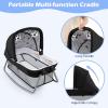 imageINFANS 4 in 1 Pack and Play Portable Nursery Center for Baby Kid Infant Travel Playard with Bassinet Mattress Diaper Changer Bag Toys Music Box Storage Basket CowCow