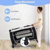 imageINFANS 4 in 1 Pack and Play Portable Nursery Center for Baby Kid Infant Travel Playard with Bassinet Mattress Diaper Changer Bag Toys Music Box Storage Basket CowCow