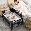 imageINFANS 4 in 1 Pack and Play Portable Nursery Center for Baby Kid Infant Travel Playard with Bassinet Mattress Diaper Changer Bag Toys Music Box Storage Basket CowCow