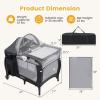 imageINFANS 4 in 1 Pack and Play Portable Travel Baby Playard with Bassinet Changing Table Canopy Mosquito Net Hanging Toys Music Box Storage Bag Large Playpen from Newborn to Toddlers BlackBlack