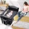 imageINFANS Baby Bassinet 4 in 1 Nursery Center Pack and Play Baby Playard with Changing Table Mosquito Net Storage Basket Travel Bag for Newborn 036 Months GrayBlack