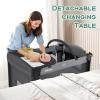 imageINFANS Baby Bassinet 4 in 1 Nursery Center Pack and Play Baby Playard with Changing Table Mosquito Net Storage Basket Travel Bag for Newborn 036 Months GrayGrey