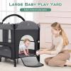 imageINFANS Baby Bassinet 4 in 1 Nursery Center Pack and Play Baby Playard with Changing Table Mosquito Net Storage Basket Travel Bag for Newborn 036 Months GrayGrey