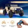 imageINFANS Kids Ride on Car Truck with 24G Remote Control 12V Battery Powered Electric Cars for Kids w3 Speeds Battery Display LED Lights Safety Belt Music ampamp Horn BluetoothFMUSB GrayKhaki
