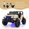 imageINFANS Kids Ride on Car Truck with 24G Remote Control 12V Battery Powered Electric Cars for Kids w3 Speeds Battery Display LED Lights Safety Belt Music ampamp Horn BluetoothFMUSB GrayKhaki