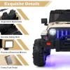 imageINFANS Kids Ride on Car Truck with 24G Remote Control 12V Battery Powered Electric Cars for Kids w3 Speeds Battery Display LED Lights Safety Belt Music ampamp Horn BluetoothFMUSB GrayKhaki