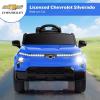 imageLicensed Chevrolet Silverado Ride on Car for Kids by INFANS 12V Battery Powered Electric Vehicle with Shock Absorption Remote Control Headlight Bluetooth Power Display USB Aged 38 BlackBlue