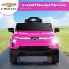 imageLicensed Chevrolet Silverado Ride on Car for Kids by INFANS 12V Battery Powered Electric Vehicle with Shock Absorption Remote Control Headlight Bluetooth Power Display USB Aged 38 BlackPink