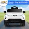 imageLicensed Chevrolet Silverado Ride on Car for Kids by INFANS 12V Battery Powered Electric Vehicle with Shock Absorption Remote Control Headlight Bluetooth Power Display USB Aged 38 BlackWhite