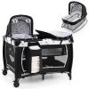 imageINFANS 4 in 1 Pack and Play Portable Nursery Center for Baby Kid Infant Travel Playard with Bassinet Mattress Diaper Changer Bag Toys Music Box Storage Basket CowCow