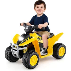 imageLicensed Caterpillar Ride on ATV by INFANS 6V Kids Battery Powered Electric Vehicle Car with SingleButton Start LED Lights 4 Wheeler Quad Toys for Toddlers Boys Girls