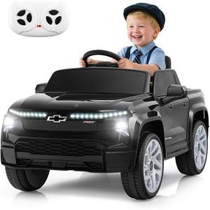 imageLicensed Chevrolet Silverado Ride on Car for Kids by INFANS 12V Battery Powered Electric Vehicle with Shock Absorption Remote Control Headlight Bluetooth Power Display USB Aged 38 BlackBlack