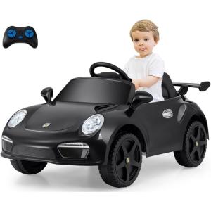 imageLicensed Porsche 12V Ride on Car by INFANS Electric Vehicle Battery Powered with Remote Control Headlight Bluetooth Power Display 4 Wheeler Toys for Kids Girls Boys BlackBlack