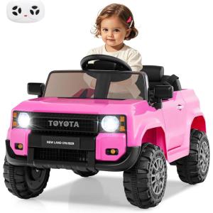 imageLicensed Toyota Ride on Car by INFANS Battery Powered Electric Vehicle for Kids with Remote Control MP3 USB Power Display LED Lights Suspension Ride on Toy for 3 Boys Girls WhitePink