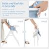 imageINFANS Baby High Chair Quick Folding Portable Highchair for Babies and Toddlers with Adjustable Footrest Removable Dishwasher Tray PU Seat Compact Highchairs for Baby Age 636 Months PinkBlue