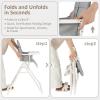 imageINFANS Baby High Chair Quick Folding Portable Highchair for Babies and Toddlers with Adjustable Footrest Removable Dishwasher Tray PU Seat Compact Highchairs for Baby Age 636 Months PinkGrey