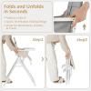 imageINFANS Baby High Chair Quick Folding Portable Highchair for Babies and Toddlers with Adjustable Footrest Removable Dishwasher Tray PU Seat Compact Highchairs for Baby Age 636 Months PinkBeige