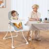 imageINFANS Baby High Chair Quick Folding Portable Highchair for Babies and Toddlers with Adjustable Footrest Removable Dishwasher Tray PU Seat Compact Highchairs for Baby Age 636 Months PinkGrey
