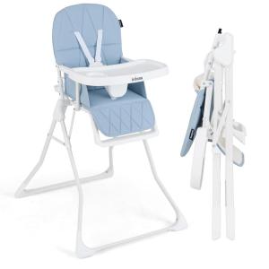 imageINFANS Baby High Chair Quick Folding Portable Highchair for Babies and Toddlers with Adjustable Footrest Removable Dishwasher Tray PU Seat Compact Highchairs for Baby Age 636 Months PinkBlue