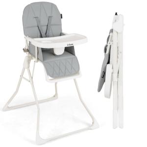 imageINFANS Baby High Chair Quick Folding Portable Highchair for Babies and Toddlers with Adjustable Footrest Removable Dishwasher Tray PU Seat Compact Highchairs for Baby Age 636 Months PinkGrey
