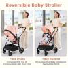 imageINFANS 2 in 1 Baby Stroller Convertible Stroller with Bassinet Reversible Seat Adjustable Backrest Canopy One Hand Fold Compact Toddler Pushchair for Kids Infants Newborns 036 Months BlackPink