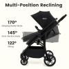 imageINFANS 2 in 1 Baby Stroller Convertible Stroller with Bassinet Reversible Seat Adjustable Backrest Canopy One Hand Fold Compact Toddler Pushchair for Kids Infants Newborns 036 Months BlackBlack