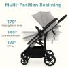 imageINFANS 2 in 1 Baby Stroller Convertible Stroller with Bassinet Reversible Seat Adjustable Backrest Canopy One Hand Fold Compact Toddler Pushchair for Kids Infants Newborns 036 Months BlackGrey
