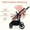 imageINFANS 2 in 1 Baby Stroller Convertible Stroller with Bassinet Reversible Seat Adjustable Backrest Canopy One Hand Fold Compact Toddler Pushchair for Kids Infants Newborns 036 Months BlackPink