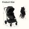 imageINFANS 2 in 1 Baby Stroller Convertible Stroller with Bassinet Reversible Seat Adjustable Backrest Canopy One Hand Fold Compact Toddler Pushchair for Kids Infants Newborns 036 Months BlackBlack