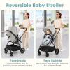 imageINFANS 2 in 1 Baby Stroller Convertible Stroller with Bassinet Reversible Seat Adjustable Backrest Canopy One Hand Fold Compact Toddler Pushchair for Kids Infants Newborns 036 Months BlackGrey