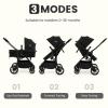 imageINFANS 2 in 1 Baby Stroller Convertible Stroller with Bassinet Reversible Seat Adjustable Backrest Canopy One Hand Fold Compact Toddler Pushchair for Kids Infants Newborns 036 Months BlackBlack