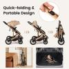 imageINFANS 2 in 1 Baby Stroller Folding Newborn Pram Convertible Stroller Bassinet for Infant Foldable High Landscape Shock Absorption with Reversible Seat Aluminum Structure for Pushchair KhakiKhaki