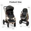 imageINFANS 2 in 1 Baby Stroller Folding Newborn Pram Convertible Stroller Bassinet for Infant Foldable High Landscape Shock Absorption with Reversible Seat Aluminum Structure for Pushchair KhakiBlack