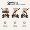 imageINFANS 2 in 1 Baby Stroller Folding Newborn Pram Convertible Stroller Bassinet for Infant Foldable High Landscape Shock Absorption with Reversible Seat Aluminum Structure for Pushchair KhakiKhaki
