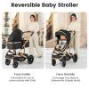 imageINFANS 2 in 1 Baby Stroller Folding Newborn Pram Convertible Stroller Bassinet for Infant Foldable High Landscape Shock Absorption with Reversible Seat Aluminum Structure for Pushchair KhakiBlack