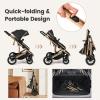 imageINFANS 2 in 1 Baby Stroller Folding Newborn Pram Convertible Stroller Bassinet for Infant Foldable High Landscape Shock Absorption with Reversible Seat Aluminum Structure for Pushchair KhakiBlack
