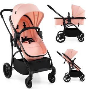 imageINFANS 2 in 1 Baby Stroller Convertible Stroller with Bassinet Reversible Seat Adjustable Backrest Canopy One Hand Fold Compact Toddler Pushchair for Kids Infants Newborns 036 Months BlackPink