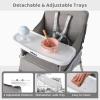 imageINFANS Baby High Chair Foldable Portable Highchair for Babies and Toddlers with Travel Bag Adjustable Tray 5 Point Harness Compact Space Saver Infant Feeding Chair for Age 636 Months PinkGrey