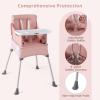 imageINFANS Baby High Chair Foldable Portable Highchair for Babies and Toddlers with Travel Bag Adjustable Tray 5 Point Harness Compact Space Saver Infant Feeding Chair for Age 636 Months PinkPink