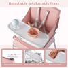 imageINFANS Baby High Chair Foldable Portable Highchair for Babies and Toddlers with Travel Bag Adjustable Tray 5 Point Harness Compact Space Saver Infant Feeding Chair for Age 636 Months PinkPink