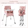imageINFANS Baby High Chair Foldable Portable Highchair for Babies and Toddlers with Travel Bag Adjustable Tray 5 Point Harness Compact Space Saver Infant Feeding Chair for Age 636 Months PinkPink